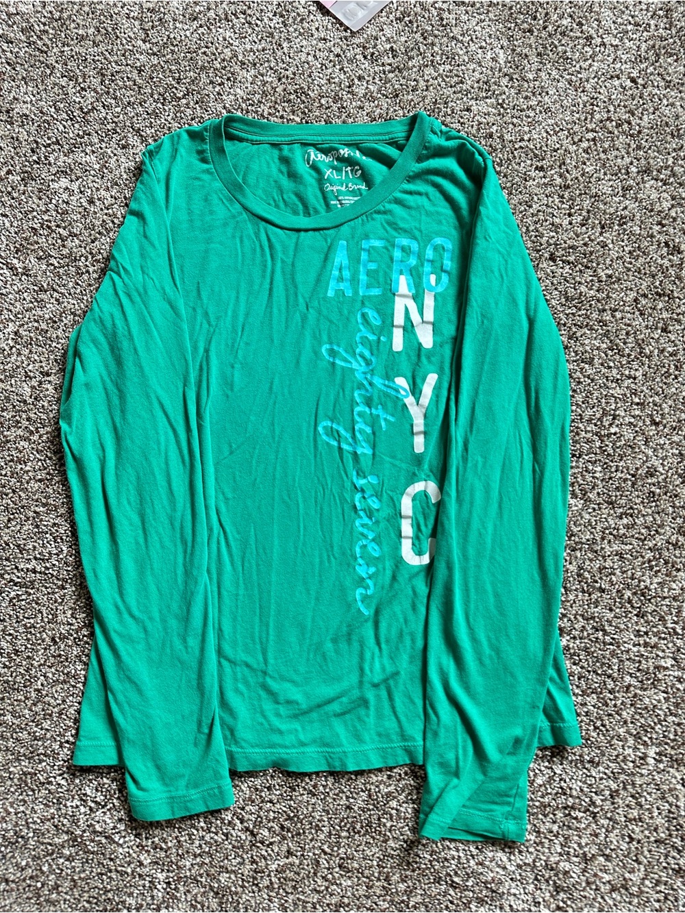 Aeropostale Emerald Green Long Sleeve Logo Shirt